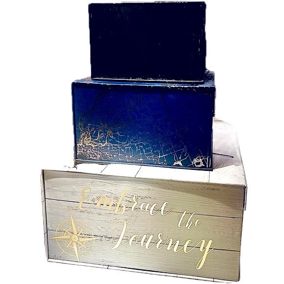 World Map Keepsake Box in Navy and Gold - Picture 10 of 12